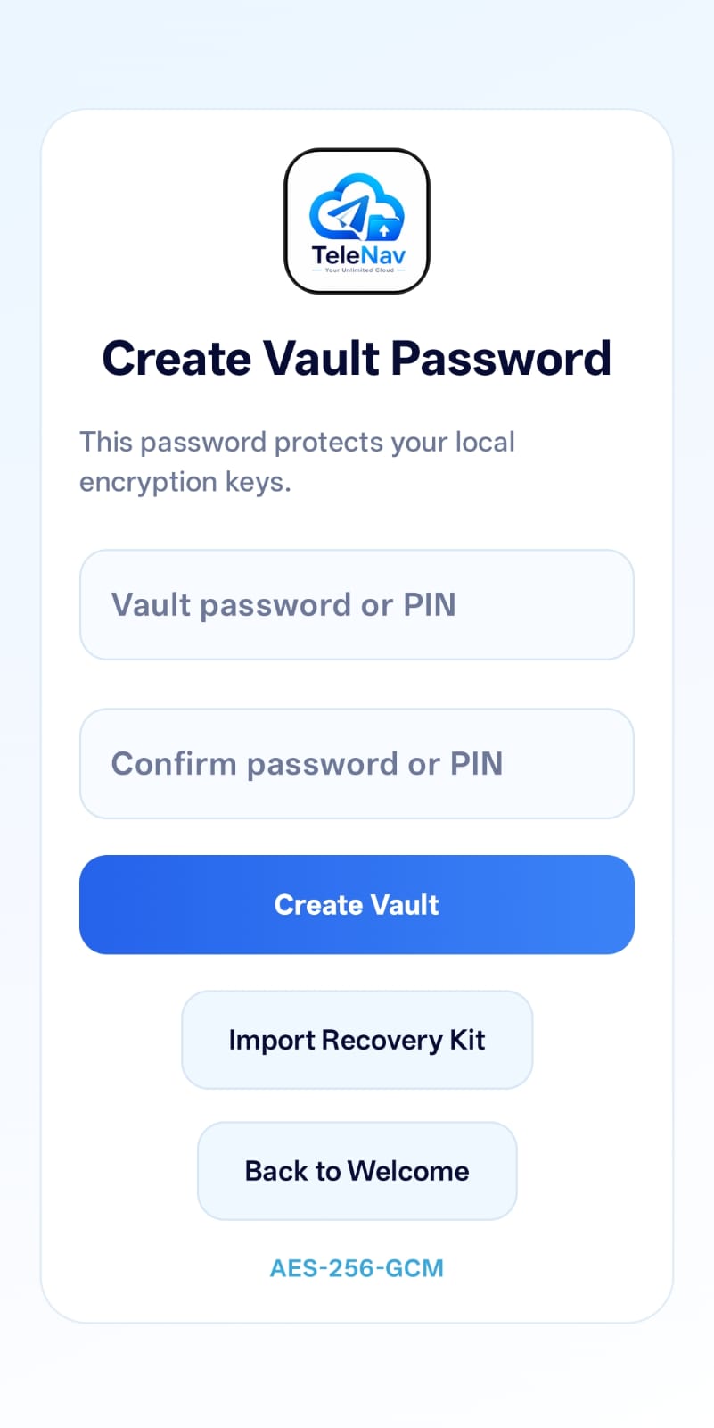 Create Vault Password empty form